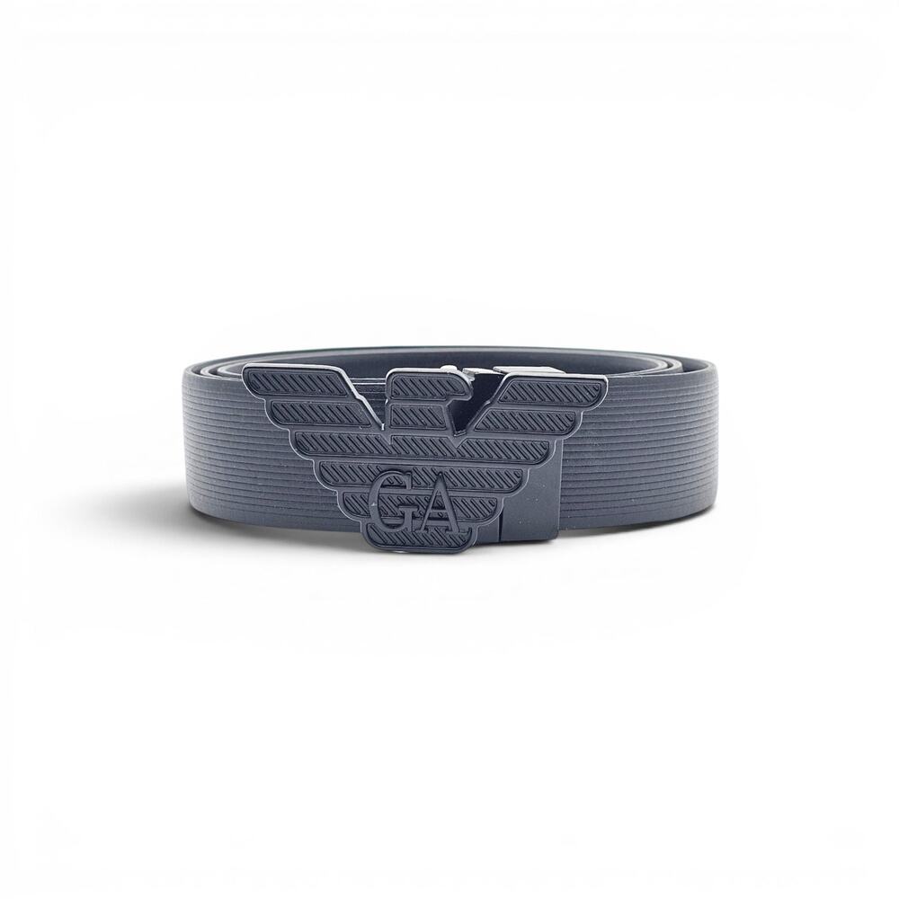 Emporio Armani by Giorgio Armani Black Leather Men's Belt with Eagle Logo Buckle